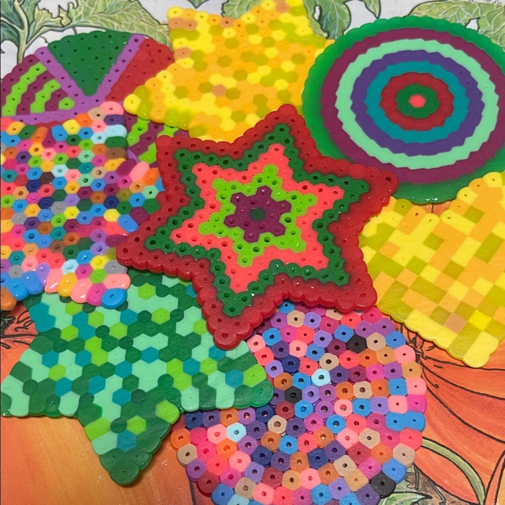 Colorful Perler Bead ornaments, gifts, party favors, decorations